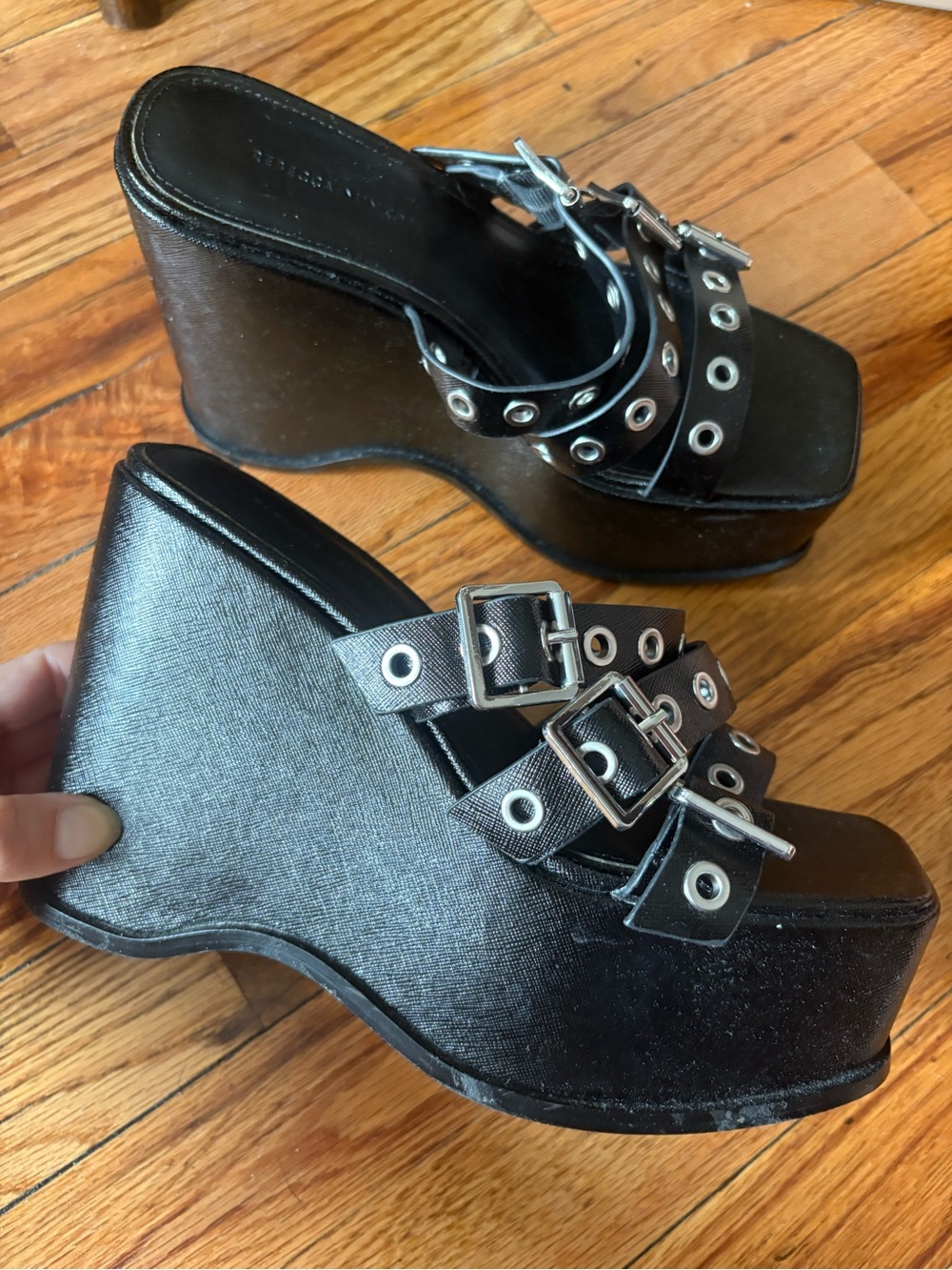 Rebecca Minkoff Eyelet Wedge Platform Sandals 6